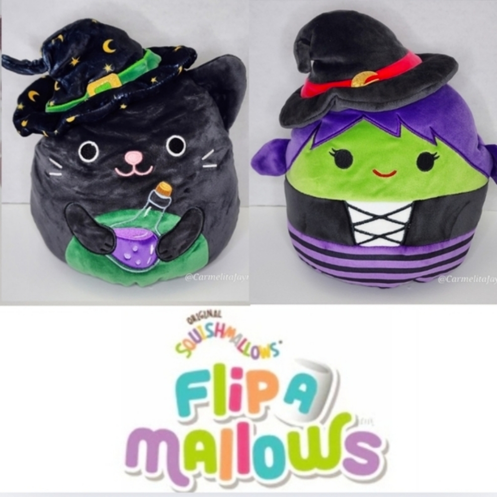🎃 ROSLYN & CLEO 🧙‍♀️🐈‍⬛️ Witch & Cat FlipAMallow Halloween 2024 Squishmallow